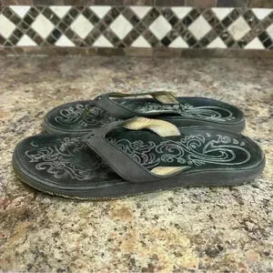 OluKai Black Sandals with Gold Accents